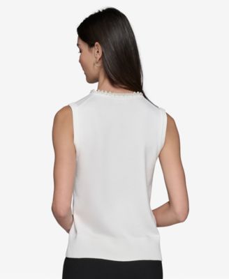 Women's Embellished-Neck Sleeveless Knit Top