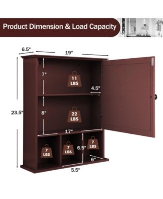 Wall Mounted and Mirrored Bathroom Cabinet-Brown