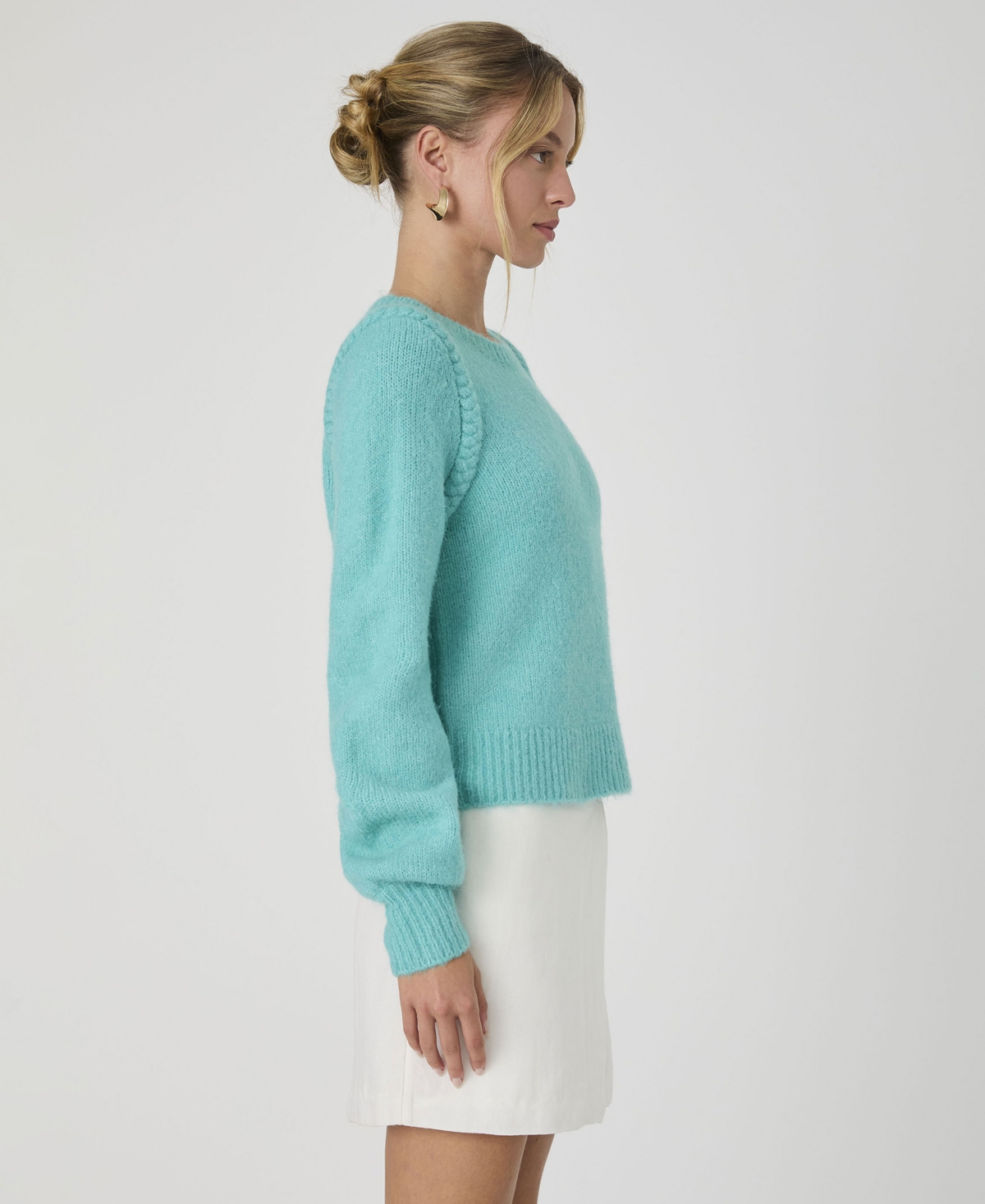French Connection Women's Braided-Trim Fluffy-Knit Sweater