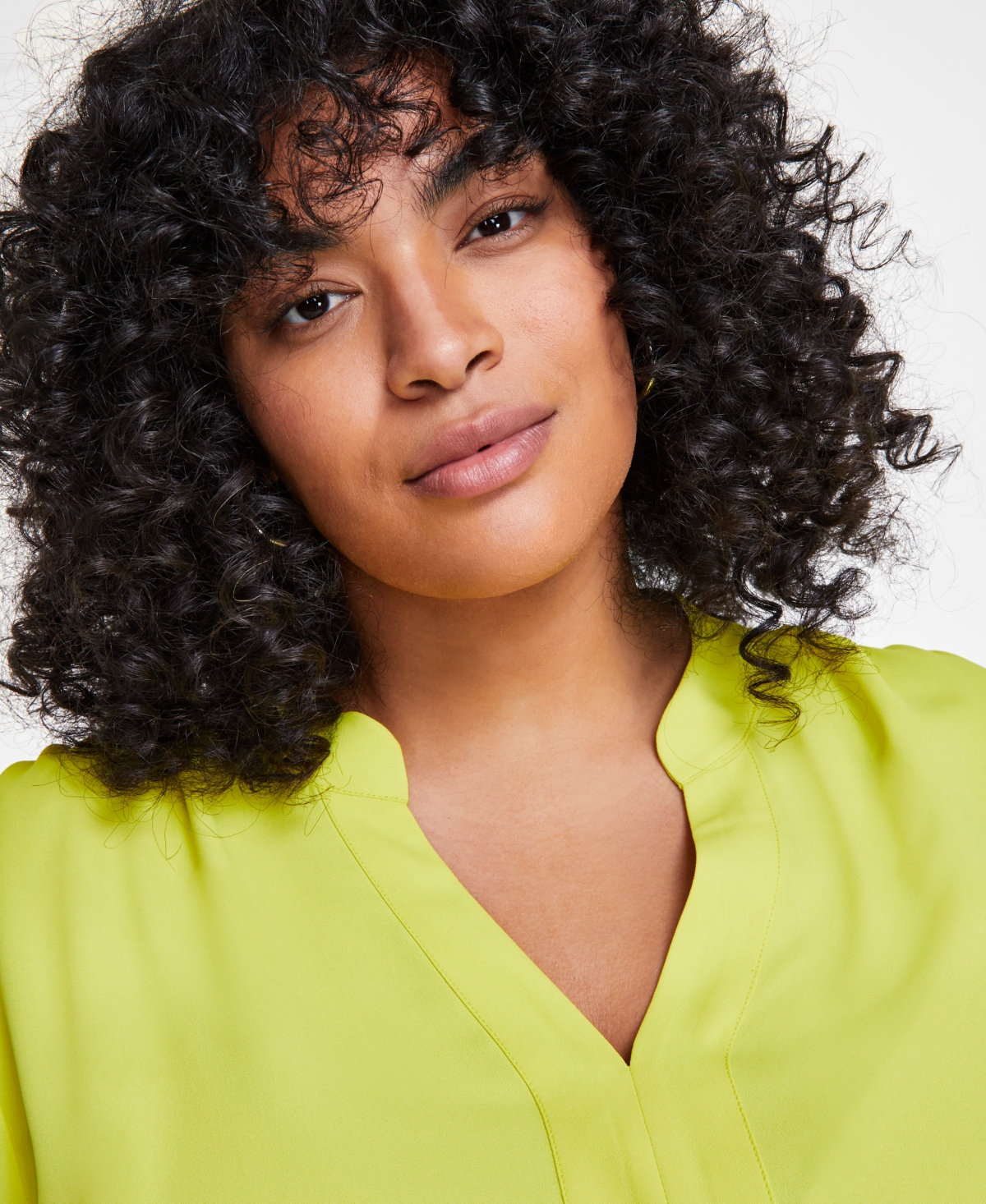 Vince Camuto Plus Size Split-Neck Blouson-Sleeve Shirt