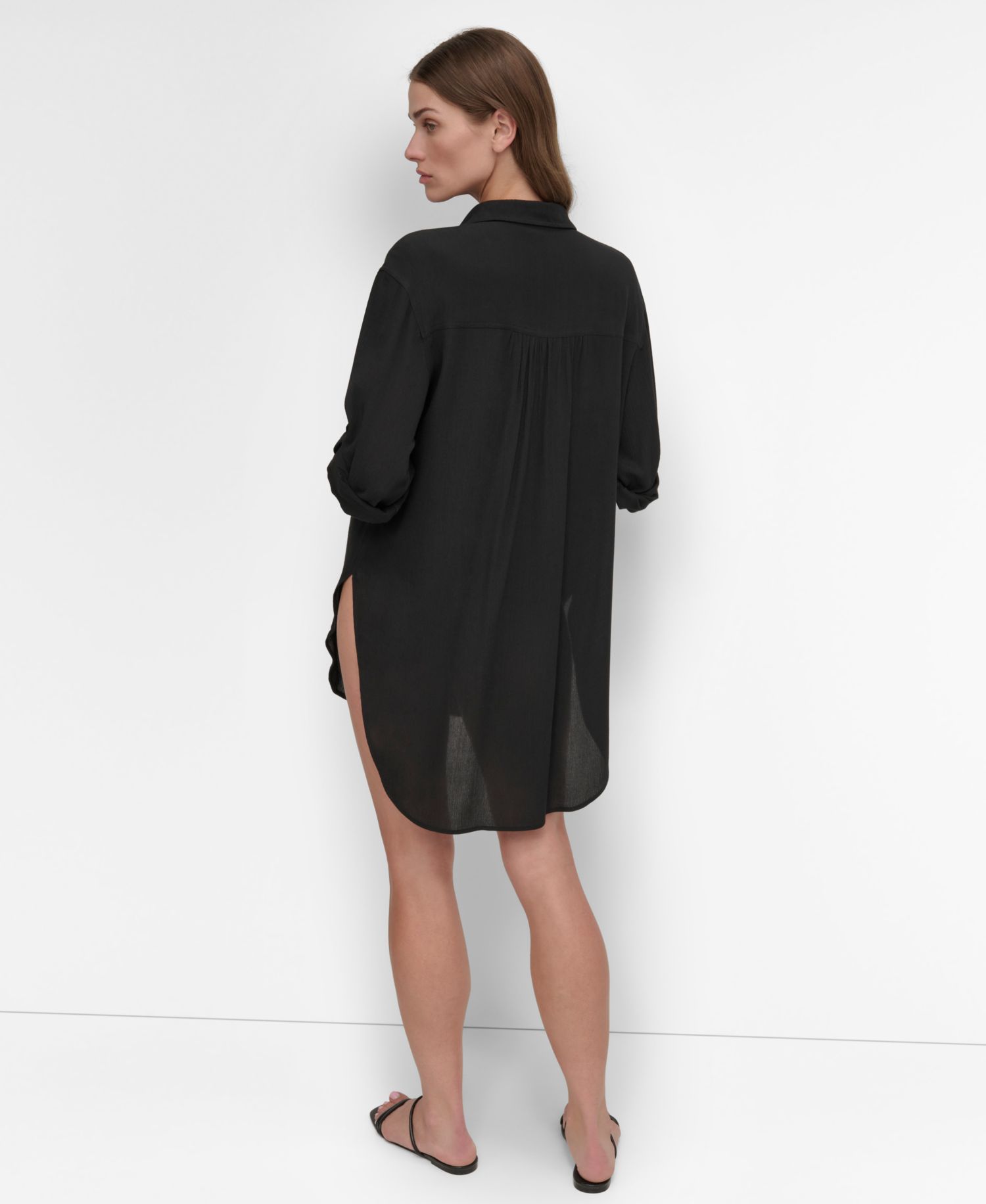 Women's Gauze Collared Button-Front Beach Shirt
