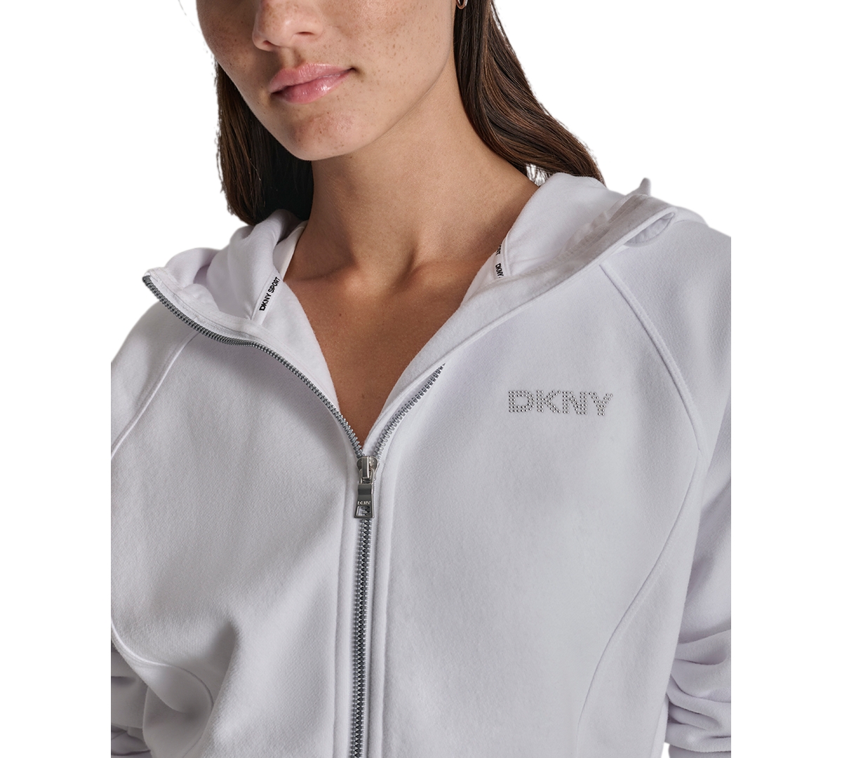 Dkny Sport Women's Rhinestone Logo Full-Zip Hoodie