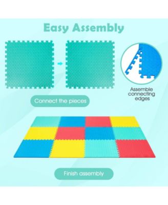 12 Pieces Flooring Mats Interlocking EVA Foam Exercise Mats with Anti-slip Surface