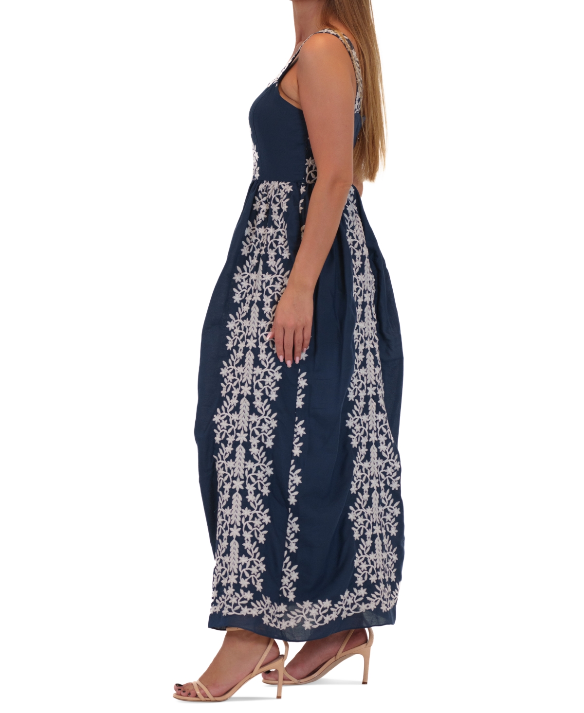 julia jordan Women's Embroidered Square-Neck Dress -ivory
