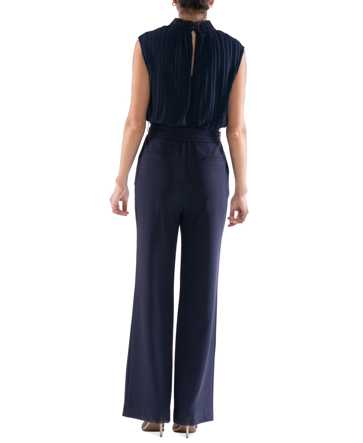 julia jordan Women's Chiffon-Top Tie-Waist Jumpsuit