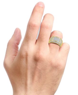 Men's Diamond Cluster Ring (1/2 ct. t.w.) in 18k Yellow Gold-Plated Sterling Silver (Also in Sterling Silver)