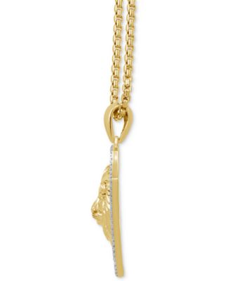 Men's Diamond Lion 22" Pendant Necklace (1/3 ct. t.w.) in 14k Yellow Gold-Plated Sterling Silver