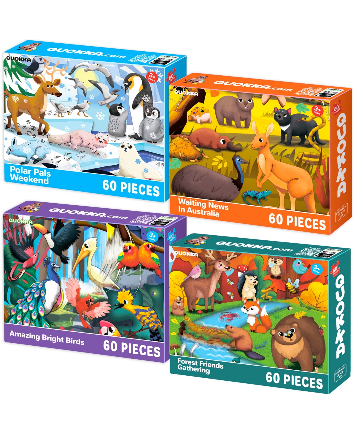 Quokka 4 x Pieces Jigsaw Puzzles for Kids Ages 4-6 - birds, australia