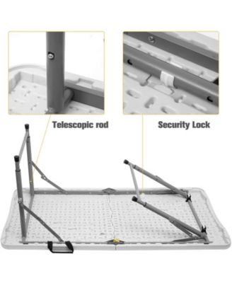 4 ft. White Fold-in-Half Steel Outdoor Picnic Folding Table