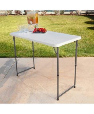 4 ft. White Fold-in-Half Steel Outdoor Picnic Folding Table