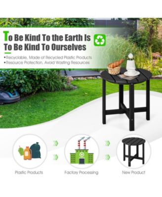 18 Inch Round Weather-Resistant Adirondack Side Table-Black
