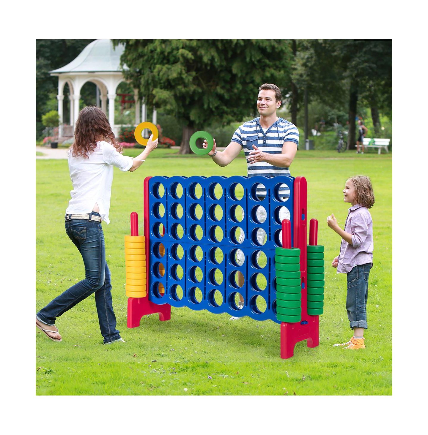 Детские игрушки SUGIFT Jumbo 4-to-Score Giant Game Set with 42 Jumbo Rings and Quick-Release Slider-Red — фото 4