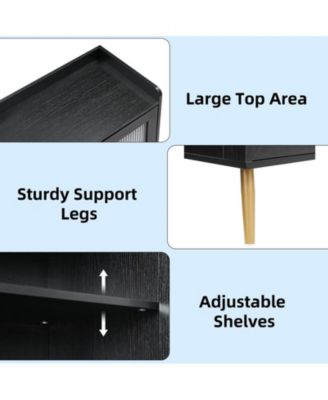 Shoe Cabinet with Glass Doors, 5-Tier Entryway Shoe Organizer Storage Rack with Large Storage and Adjustable Shelves for Hallway, Living Room, Black