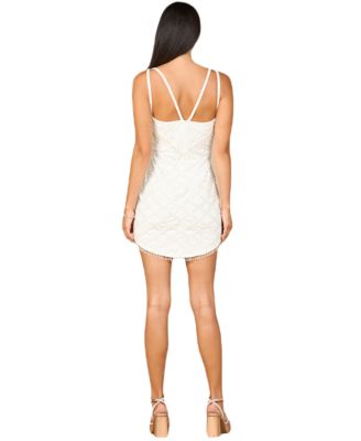 Women's Beaded Bridal Short Dress with Fringe