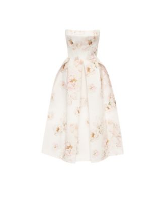 Women's Strapless Midi Dress With A Flower Print