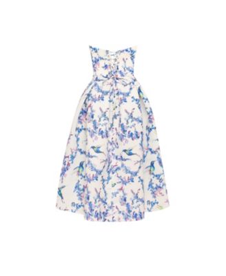 Women's Strapless Midi Dress With A Flower Print