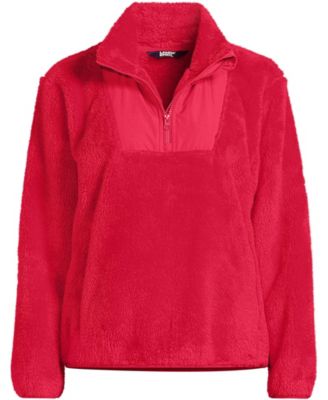 Plus Size Half Zip Cozy High Pile Fleece Pullover
