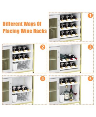 Wine Bar Cabinet with Detachable Wine Rack, Bar Rack Cabinet with Glass Holder and 1 Drawer, Mesh Door, Small Sideboard