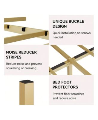 Full/Queen/King Size Bed Frame, Storage Headboard With Charging Station, Platform Bed With Velvet Backrest, No Box Spring Needed, Easy Assembly