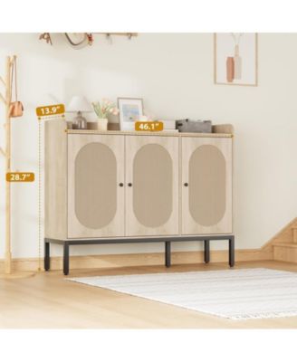 Shoe Cabinet with 3 Rattan Doors,Freestanding Shoe Storage Organizer for Entryway, Hallway, Living Room