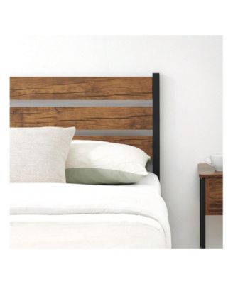 Full/Queen Bed Frame, Bed Frame With Wooeden Headboard And Footboard, Platform Bed Frame With Underbed Storage Space, Rustic Country Style, No Box Spring Needed