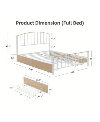 Bed Frame With 4 Drawers,Platform Bed Frame With Storage,Full Size Platform Bed With Headboard Frame,Metal Bed Frame Steel Slat Support/No Box Spring Needed/Easy Assembly
