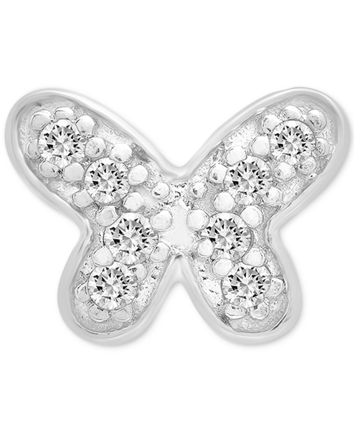 Wrapped Diamond Single Stud Earring (1/20 Ct. T.w.) In 10k White Or Yellow Gold, Exclusively At Macy's In Butterfly White Gold