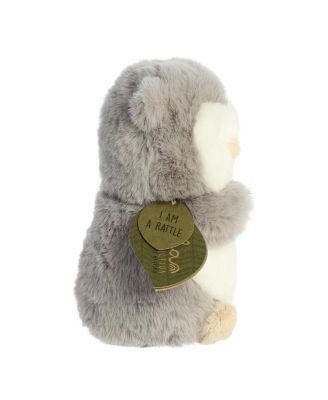 Small Owlet Rattle Eco Eco-Friendly Baby Plush Toy Gray 6"