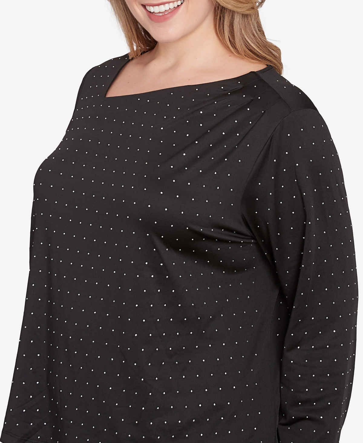 Hearts Of Palm Plus Size Red-y To Shine Asymmetrical Neck Top
