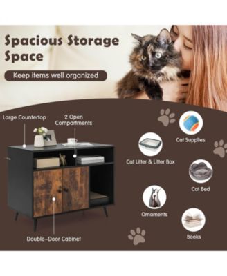 Cat Litter Box Enclosure with Storage Compartments and Pet Scratcher