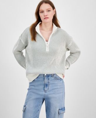 Juniors' Chenille Half-Zip Sweater 