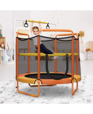 5FT Kids 3-in-1 Game Trampoline Seamless W/ Enclosure Net Spring Pad In/ Outdoor