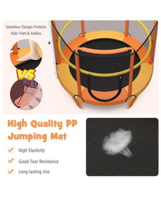 5FT Kids 3-in-1 Game Trampoline Seamless W/ Enclosure Net Spring Pad In/ Outdoor