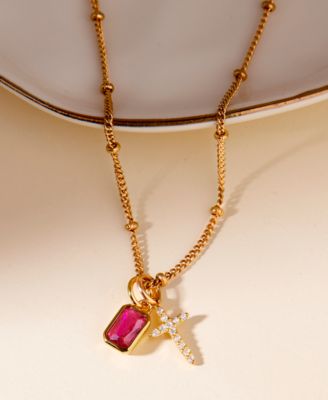 Josephine Cross Birthstone Necklace