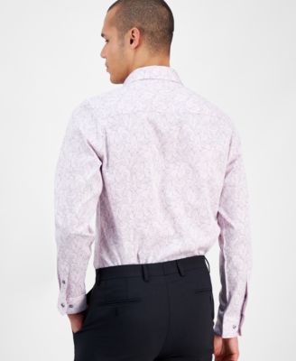 Men's Slim Fit Long Sleeve Button-Front Abstract Floral Print Shirt, Exclusively at Macy's