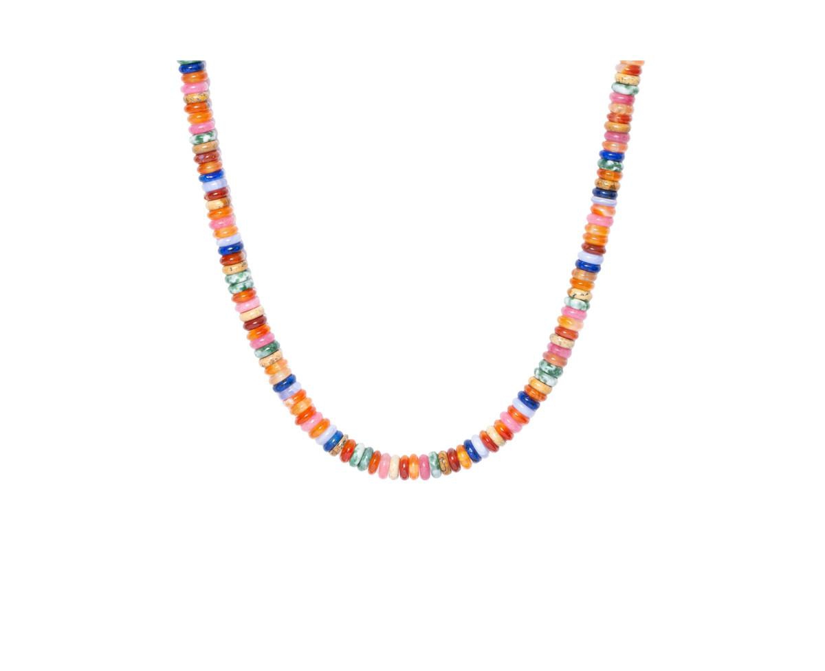 Elena Mixed Gemstone Multicolor Beaded Choker Necklace - Multi-color