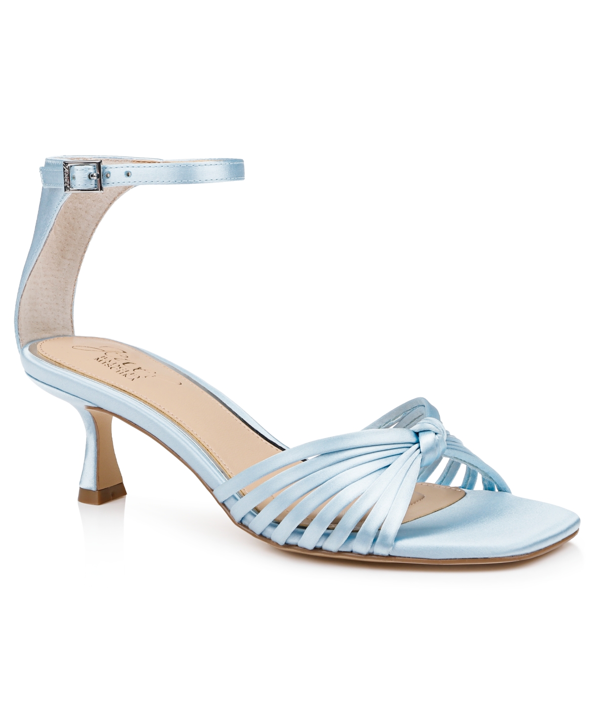 Jewel Badgley Mischka Silvia Ankle Strap Sandal In Sky Blue Satin