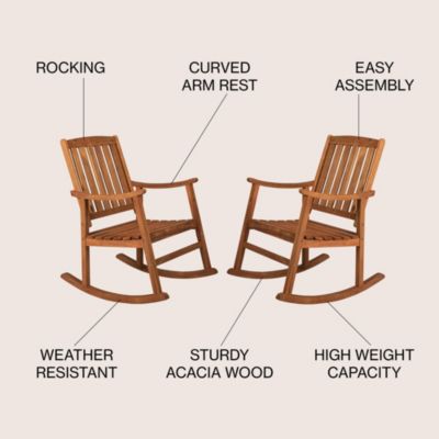 Penny Classic Slat Back Acacia Wood Patio Outdoor Rocking Chair
