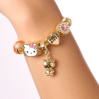 Sanrio 7'' Fashion Charm Bead Bracelet with Pink and Gold Tone Enamel Beads