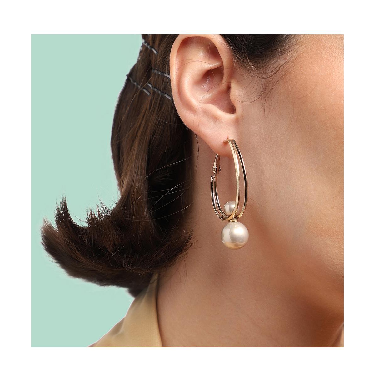 Sohi Women's Snowball Hoop Earrings In Gold