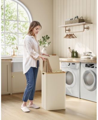 Large 23.8-Gallon Laundry Basket with Collapsible Design, Ink Black