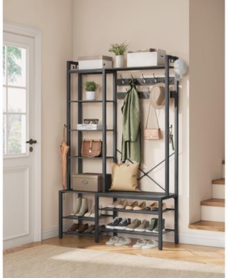 Entryway Hall Tree with Bench & Shoe Storage