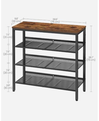 Particleboard, Steel store up to 12-15 pairs 4-Tier Shoe Rack