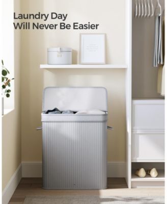 26.5 Gallon Laundry Hamper with Lid and Handles, Dove Grey