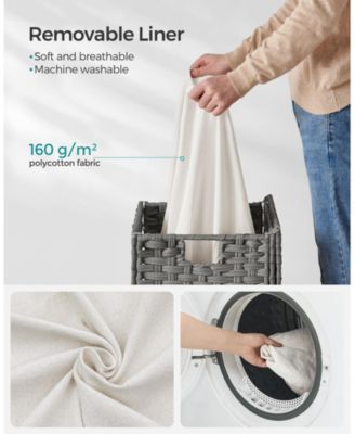 Handwoven Synthetic Rattan Laundry Hamper with Liner & Lid