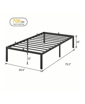 14 Inch Twin Bed Frame Metal Platform, Twin Bed Frame With Ample Storage, No Box Spring Needed And Steel Slat Support, Easy Assembly