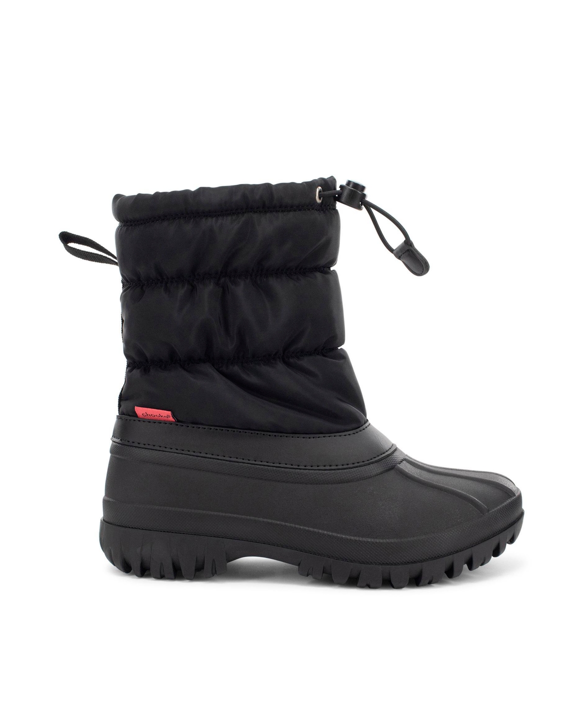 Womens Nylon Puffer Snow Boot - Black