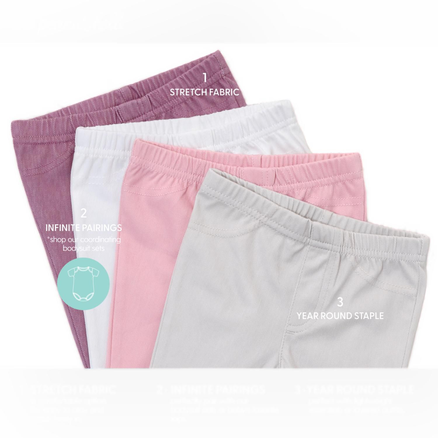 Baby Girls Jeggings, 4-Pack