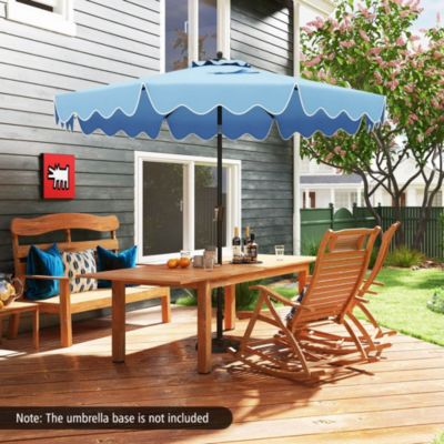 9 FT Patio Umbrella 2-Tier Market Table Umbrella with Sun-Protective Canopy