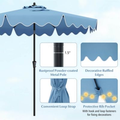 9 FT Patio Umbrella 2-Tier Market Table Umbrella with Sun-Protective Canopy